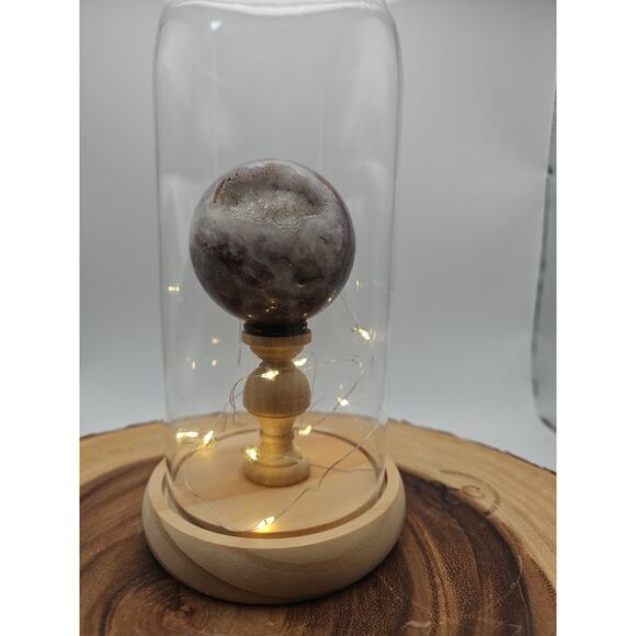 Druzy Ocean Jasper Sphere With Case 60mm - Picture 8 of 10